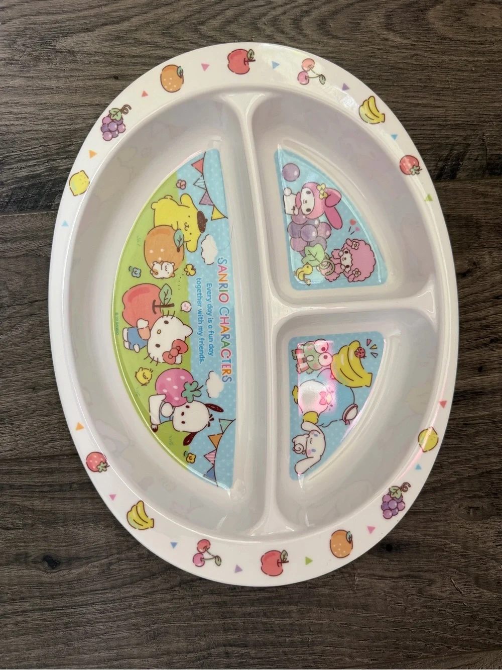 Sanrio Characters Divided Melamine Plate - White with Pastel Accents